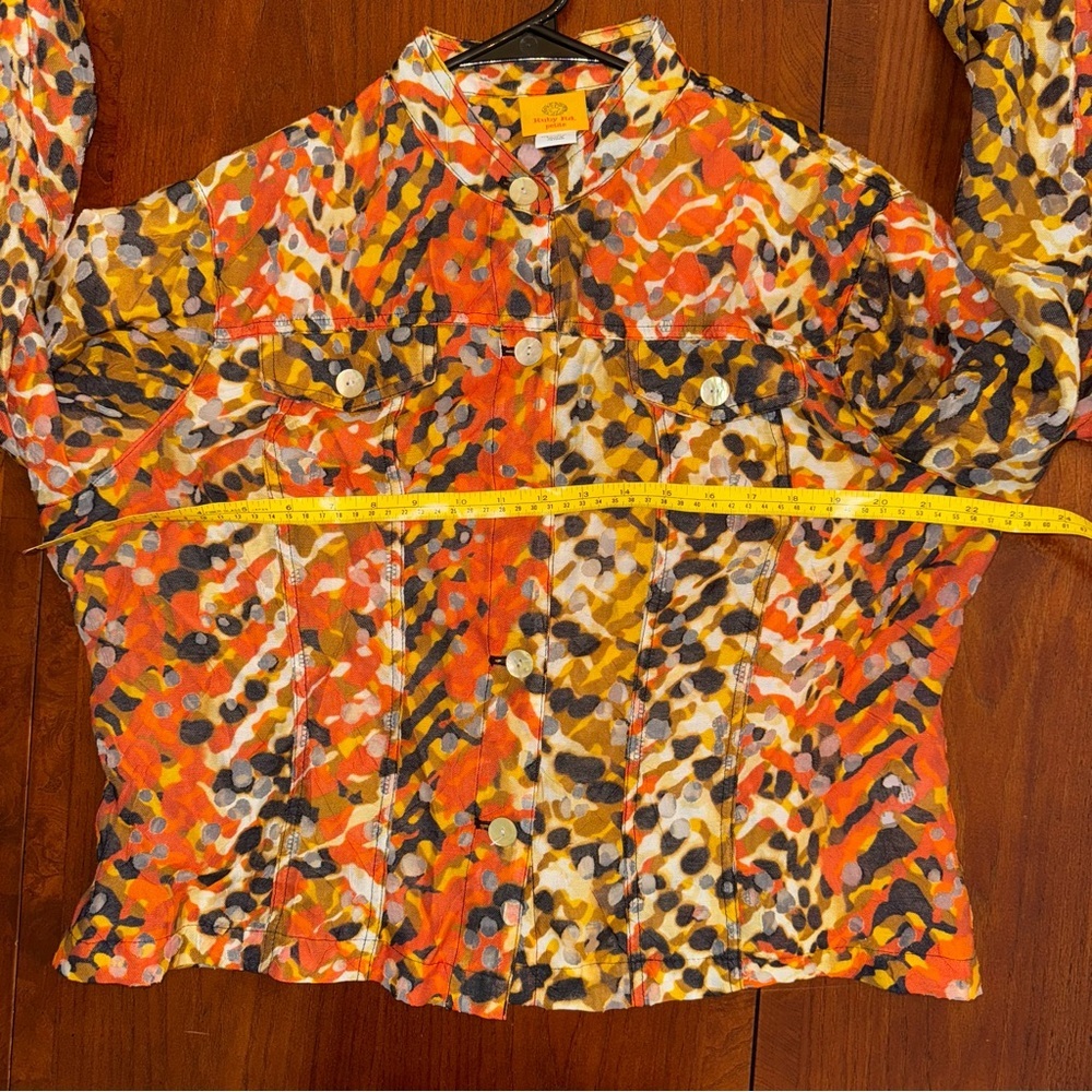 Ruby Rd. Multicolor Abstract Burn Out Button Up Jacket - Picture 11 of 13